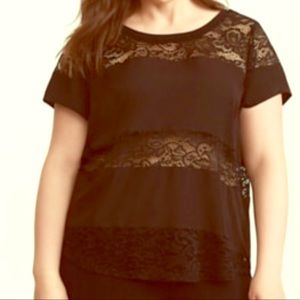 Torrid Lace Inset Satin Blouse